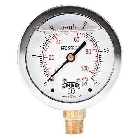 2 1/2 in Dial, 1/4 in NPT Bottom Location, AISI 304 Stainless Steel Case Material MPN:PFQ800