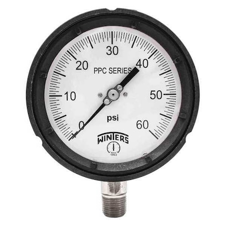 4 1/2 in Dial, 1/2 in NPT Bottom Location, Phenolic Case Material MPN:PPC5063R1