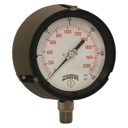 Process Pressure Gauge, 0 to 300 psi, 4 1/2 in Dial, 1/2 in NPT, Bottom Location MPN:PPC5067-SG45