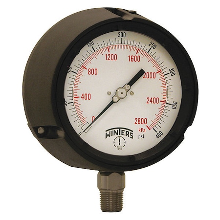 Process Pressure Gauge, 0 to 400 psi, 4 1/2 in Dial, 1/2 in NPT, Bottom Location MPN:PPC5068-SG45