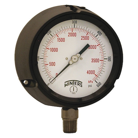 Process Pressure Gauge, 0 to 600 psi, 4 1/2 in Dial, 1/2 in NPT, Bottom Location MPN:PPC5069G-SG45