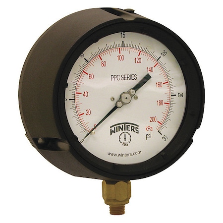 Process Pressure Gauge, 0 to 30 psi, 4 1/2 in Dial, 1/4 in NPT, Bottom Location MPN:PPC5082-SG.