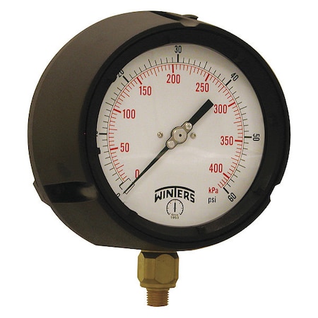 Process Pressure Gauge, 0 to 60 psi, 4 1/2 in Dial, 1/4 in NPT, Bottom Location MPN:PPC5083-G-SG.