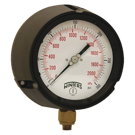 Process Pressure Gauge, 0 to 300 psi, 4 1/2 in Dial, 1/4 in NPT, Bottom Location MPN:PPC5087-SG.