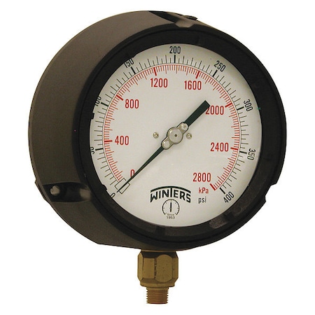 Process Pressure Gauge, 0 to 400 psi, 4 1/2 in Dial, 1/4 in NPT, Bottom Location MPN:PPC5088-SG45