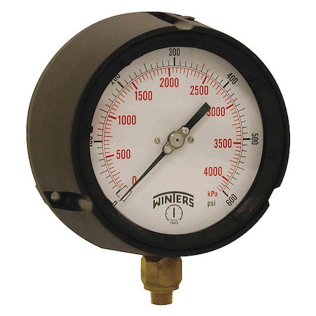 Process Pressure Gauge, 0 to 600 psi, 4 1/2 in Dial, 1/4 in NPT, Bottom Location MPN:PPC5089-G-SG.