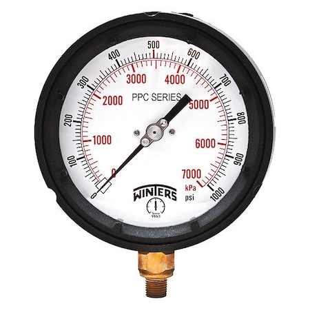 Process Pressure Gauge, 0 to 60 psi, 4 1/2 in Dial, 1/4 in NPT, Bottom Location MPN:PPC5098-G-SG.