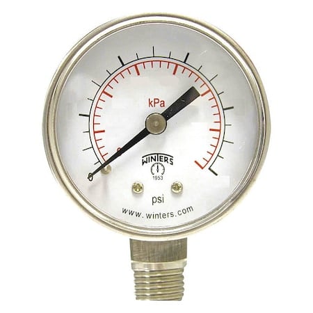 High-Pressure Compressor Gauge, 0 to 3, 000 psi, 1 1/2 in Dial, 1/8 in NPT, Bottom Location MPN:PRL038