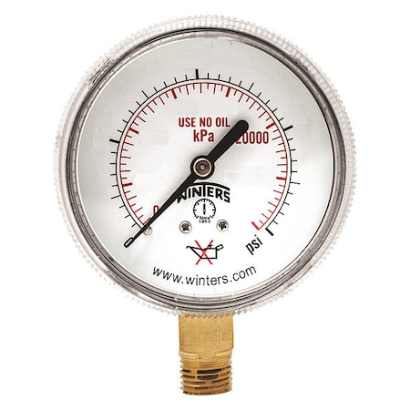 Welding Regulator Pressure Gauge, 0 to 60 psi, 2 in Dial, 1/4 in NPT, Bottom Location MPN:PWL2721