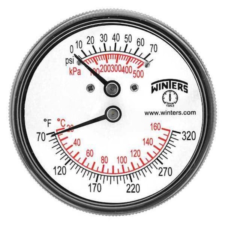 2 1/2 in Dial, 1/4 in NPT Back Location, Steel Case Material MPN:TTD404