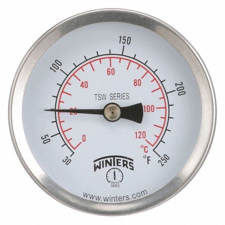 Thermometer, Analog, 30-250 deg, 1/2in NPT MPN:TSW174LF.