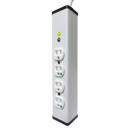 Outlet Strip, Switched, Medical Grade, 4 5-15R, 5-15P, 6 ft., White MPN:ULM4-6