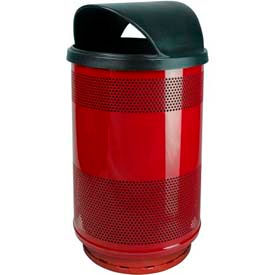 Witt Stadium Series® Perforated Steel Round Trash Can W/Hood Top 55 Gallon Red SC55-01RD-HT