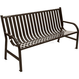 5 Feet Slatted Metal Bench - Brown M5-BCHBN