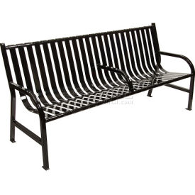 6' Slatted Metal Bench w/ 3 Armrests Black M6-BCH-ARMBK