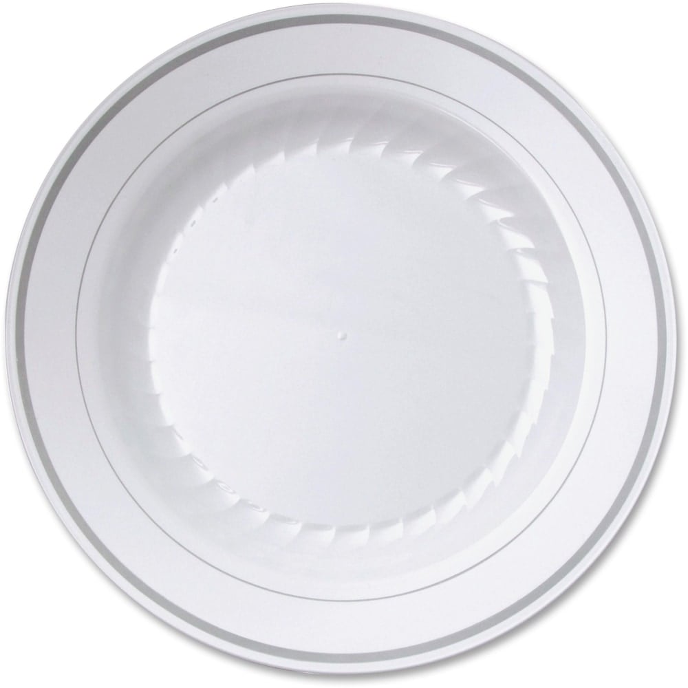 Masterpiece 9in Heavyweight Plates - Picnic, Party - Disposable - White - Plastic Body - 10 / Pack (Min Order Qty 6) MPN:RSMP91210W