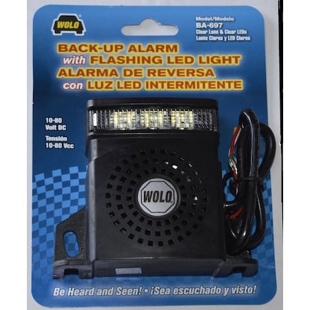 Back-Up Alarm, w/Single Flash, 1W, 97dB MPN:BA-697