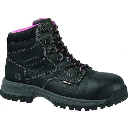 Women's 6-Inch Work Boot, 6, Composite Toe, 6 in H, Black, W10181 MPN:W10181