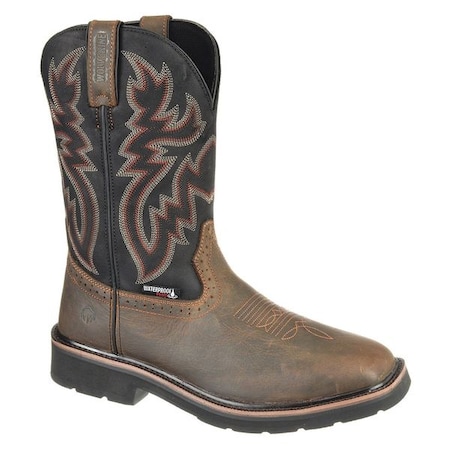 Men's Western Boot, 8 XW, Steel Toe, 10 in H, Black/Brown, W10765 MPN:W10765