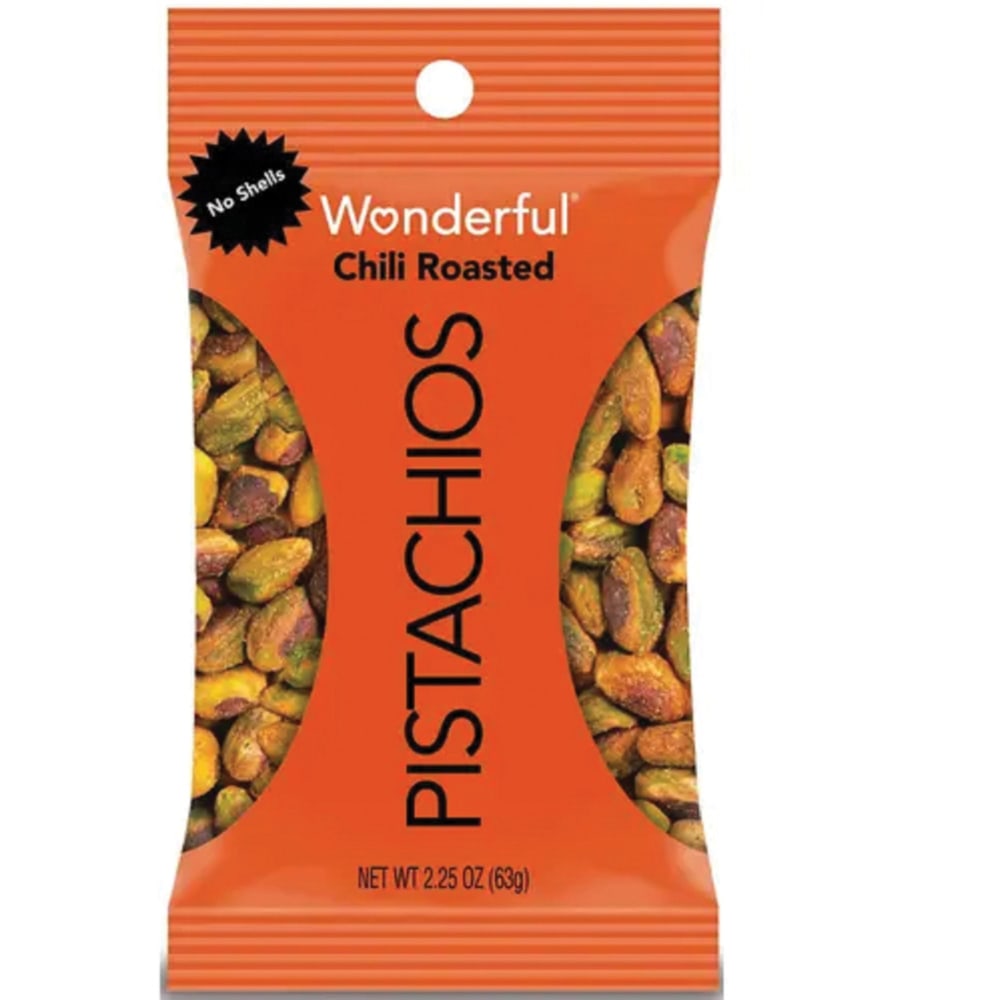 Wonderful Pistachios No-Shell Chili-Roasted Pistachios, 2.25 Oz, Box Of 8 Bags (Min Order Qty 2) MPN:91087