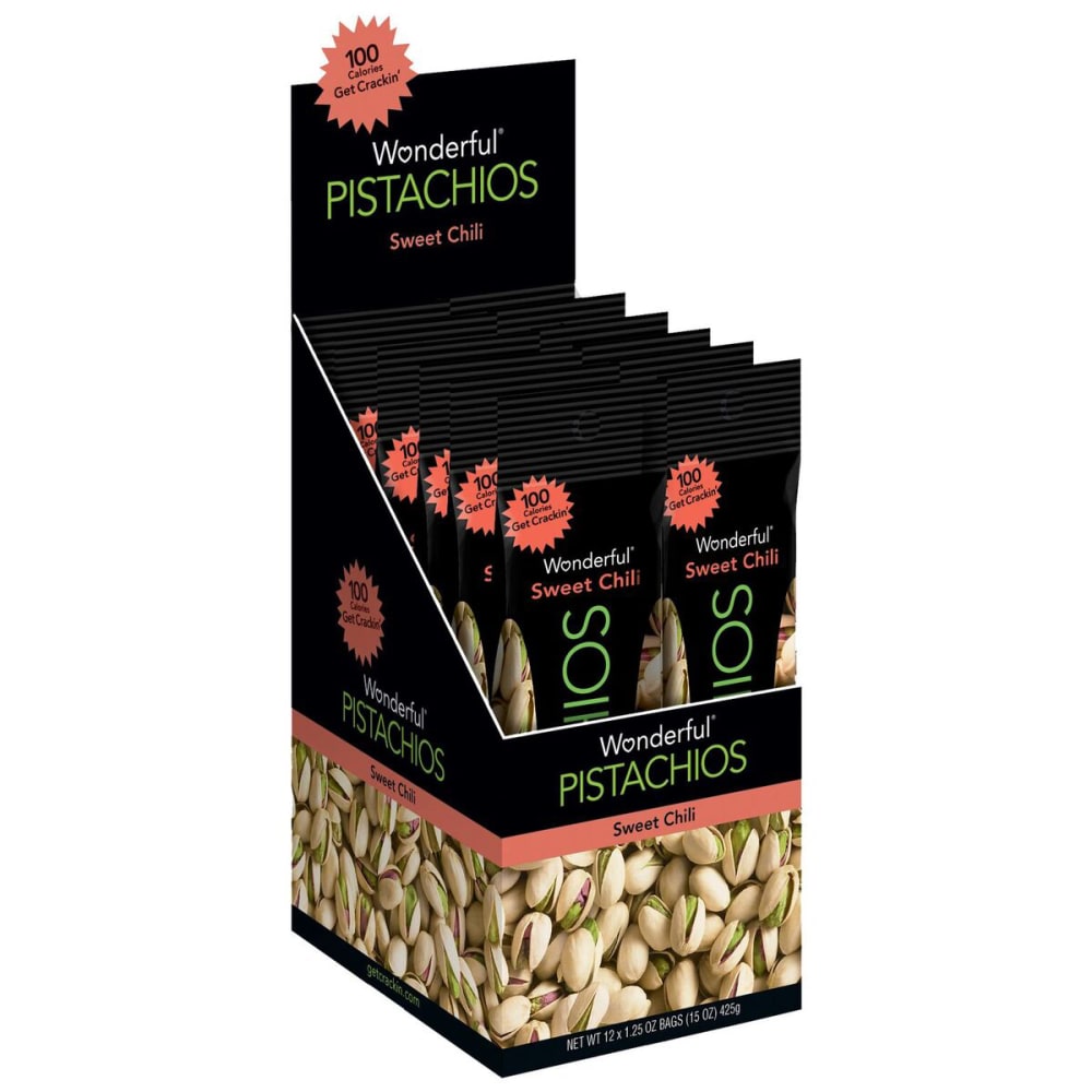 Wonderful Pistachios, Sweet Chili, 1.25 Oz, Box Of 12 (Min Order Qty 3) MPN:PAR0C1842A25S