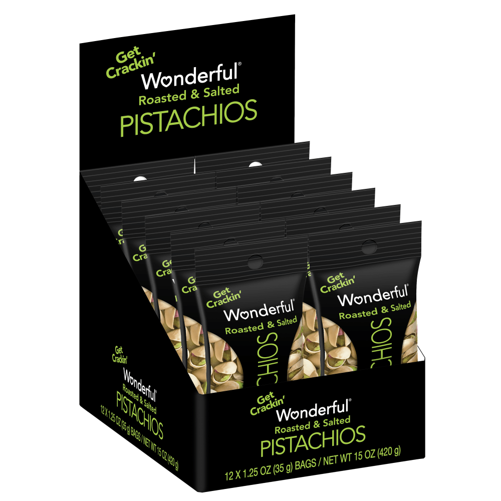 Wonderful Pistachios Roasted & Salted In-Shell Pistachios, 1.25 Oz, Box Of 12 Bags MPN:PAR70217