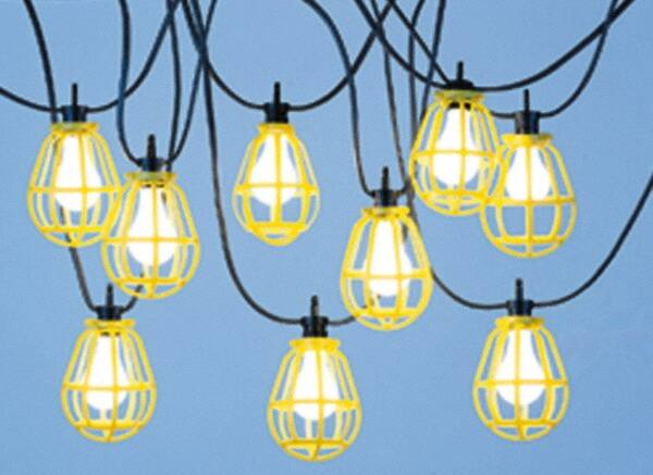 Temporary String Lights, Cord Length (Feet): 100 , Guard Material: Metal , Cord Type: SOOW , Cord Color: Yellow , Includes: Lamp Guard  MPN:323123