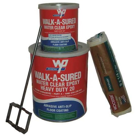 1 gal Anti-Slip Floor Coating, Anti-Slip Finish, Clear, 100% Solid Base MPN:WAS20.CLR