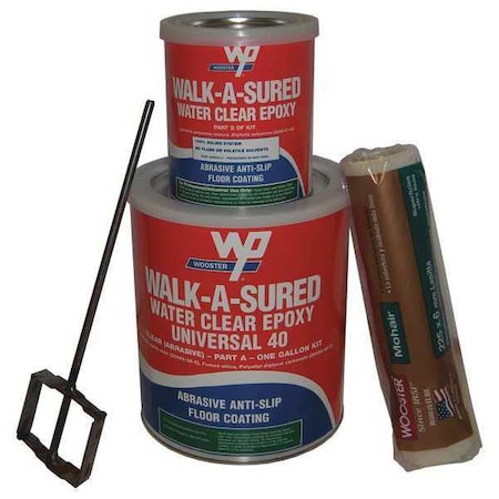1 gal Anti-Slip Floor Coating, Anti-Slip Finish, Clear, 100% Solid Base MPN:WAS40.CLR
