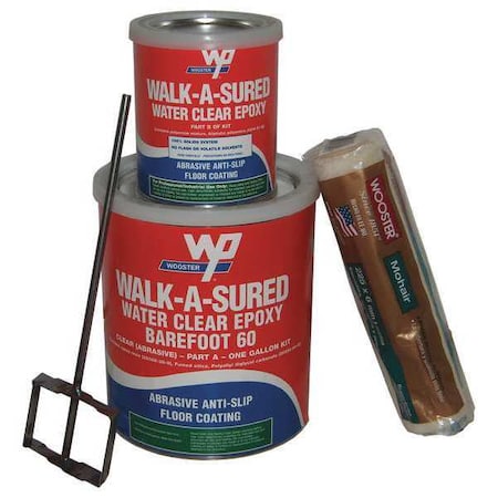 1 gal Anti-Slip Floor Coating, Anti-Slip Finish, Clear, 100% Solid Base MPN:WAS60.CLR