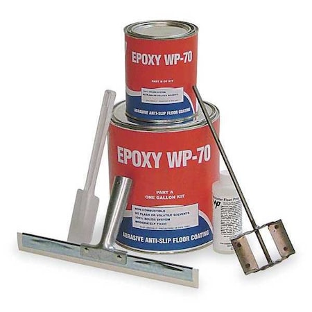 Anti-Skid Paint, Black, Gloss, 1 gal, 25 sq ft MPN:WP70KITBLA