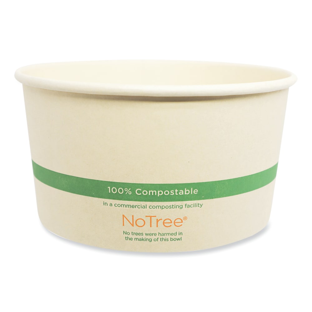 World Centric No Tree Wide Paper Bowls, 32 oz, 5.9in Diameter x 3.1in h, Natural, Sugarcane, 300/Carton MPN:BO-NT-32W