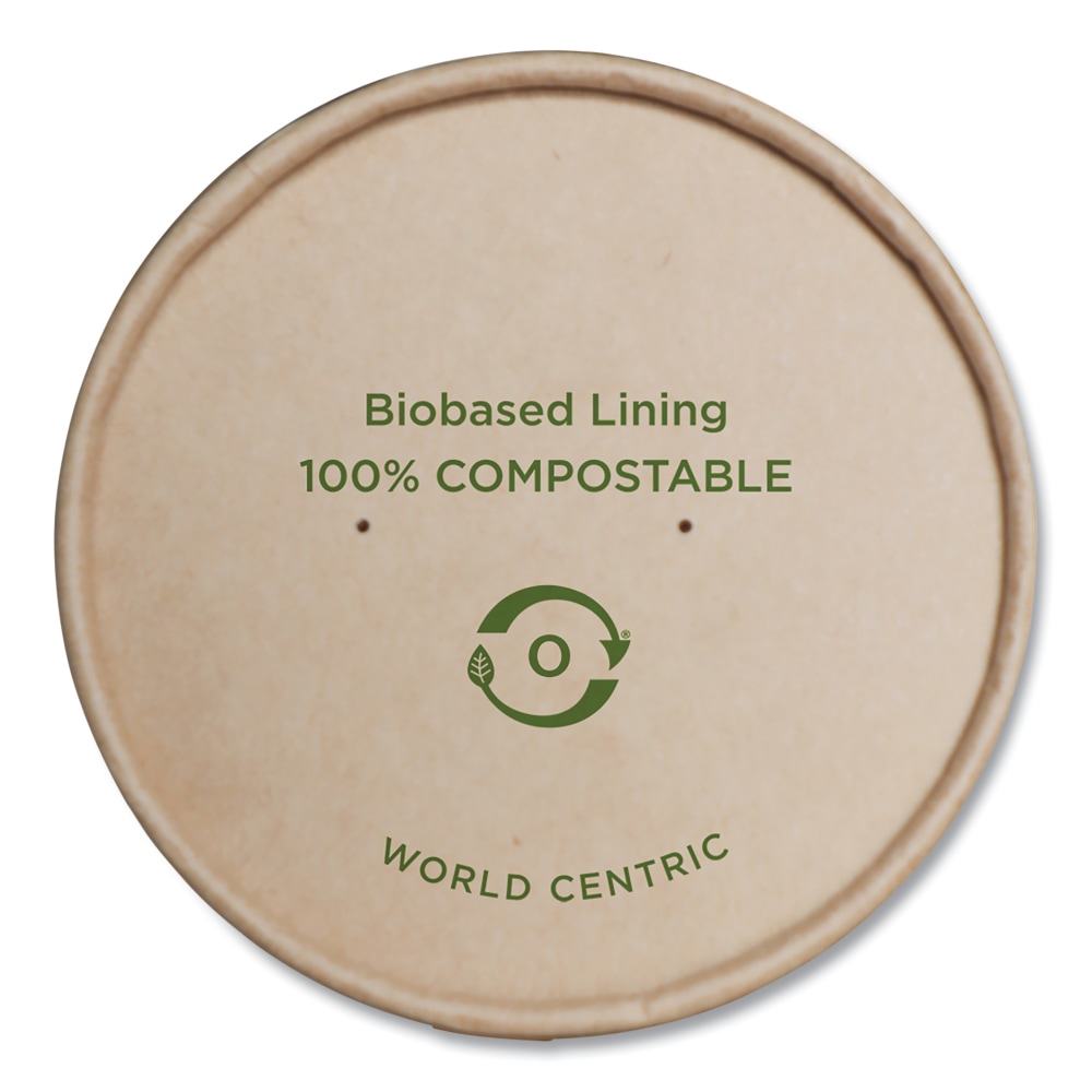 World Centric Paper Lids for Bowls, 4.6in Diameter, Brown, 500/Carton MPN:BOLPA12K