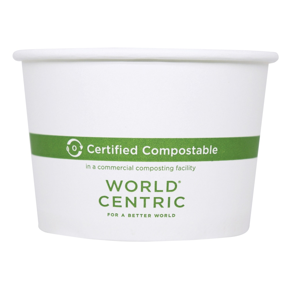 World Centric Paper Bowls, 16 oz, 4.4in Diameter x 3in h, White, 500/Carton MPN:BOPA16