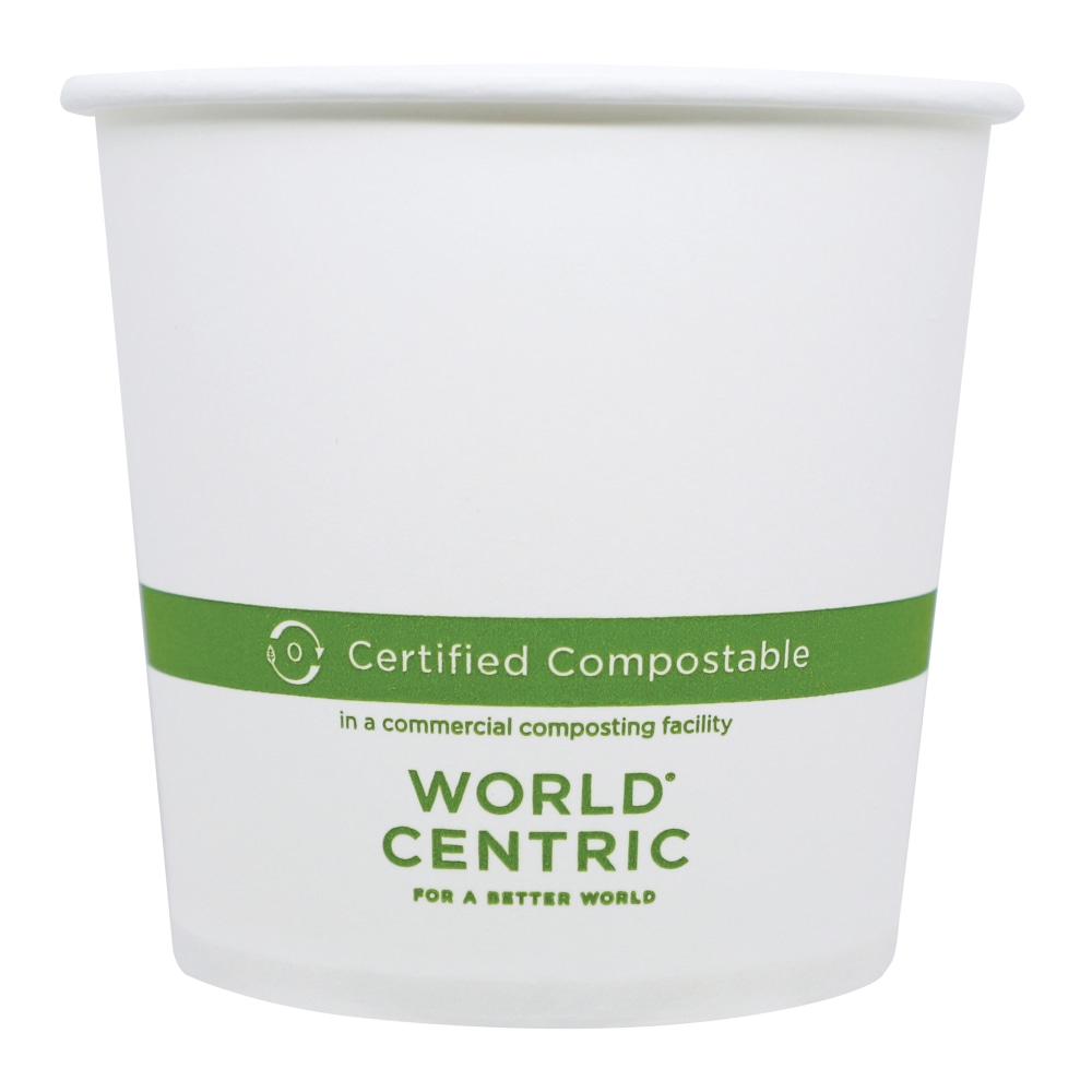 World Centric Paper Bowls, 24 oz, 4.4in Diameter x 4.4in h, White, 500/Carton MPN:BOPA24