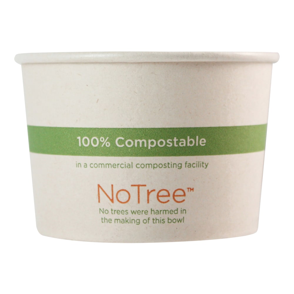 World Centric No Tree Paper Bowls, 16 oz, 4.4in Diameter x 3in h, Natural, Sugarcane, 500/Carton MPN:BOSU16