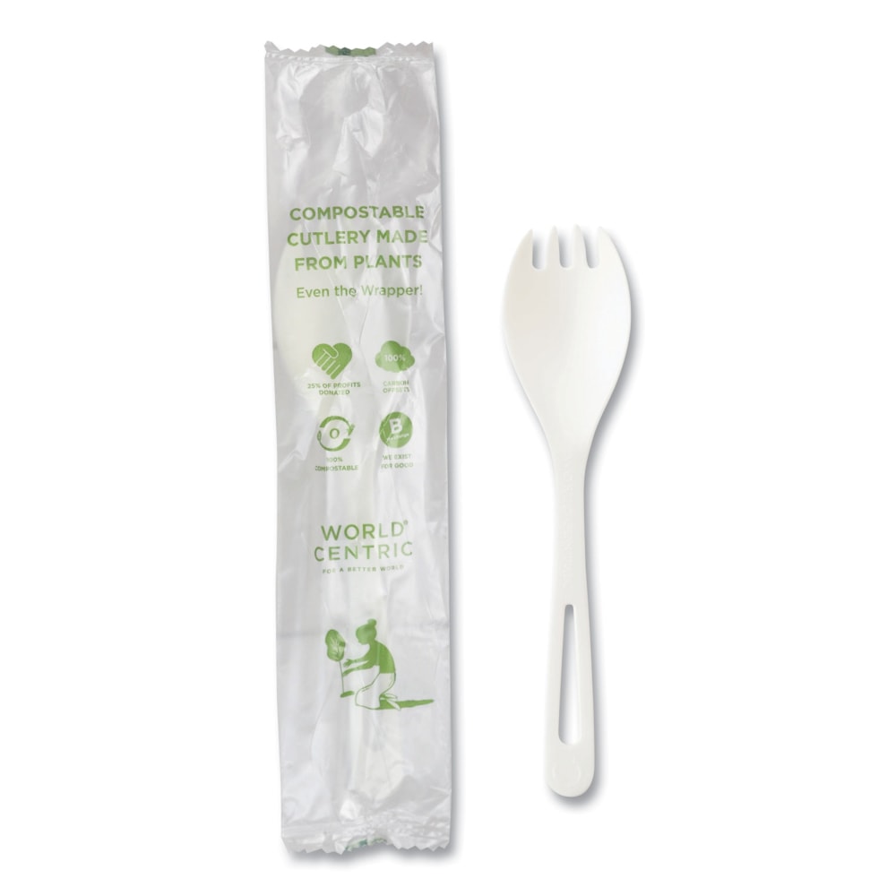 World Centric TPLA Cutlery, Spork, 6in, White, Carton Of 750 Pieces MPN:RK-PS-I