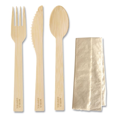 Bamboo Cutlery, Knife/Fork/Spoon/Napkin, 6.7 in., Natural, 250PK MPN:AS-BB-TN