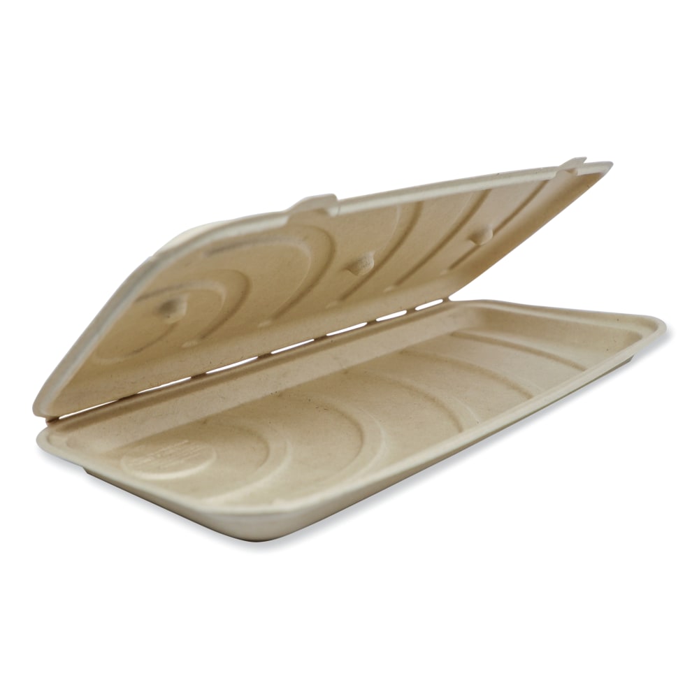 World Centric Fiber Hinged Containers, 1-3/16inH x 13-3/4inW x 6-5/8inD, Natural, Pack Of 200 Containers MPN:PB-SC-U13-LFS