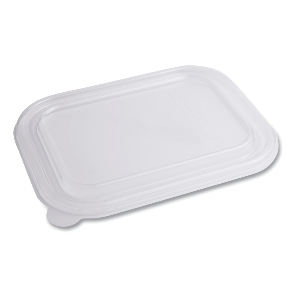 World Centric PLA Lids For TRSC60 Fiber Containers, 1/2inH x 7-13/16inW x 10-1/4inD, Clear, Pack Of 400 Lids MPN:TRLCS10