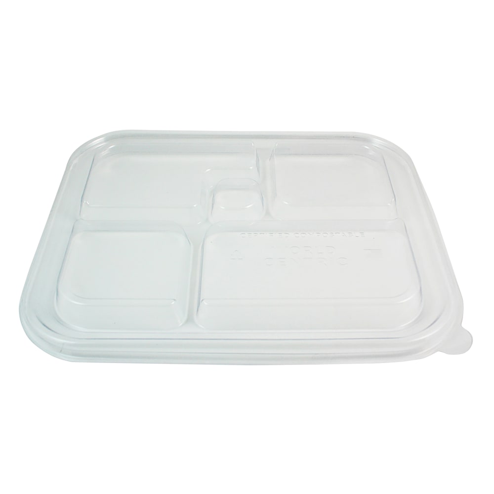 World Centric Fiber Bento Box Container Lids, 12-1/8inH x 9-13/16inW x 13/16inD, Clear, Carton Of 300 Lids MPN:TRLCSBB