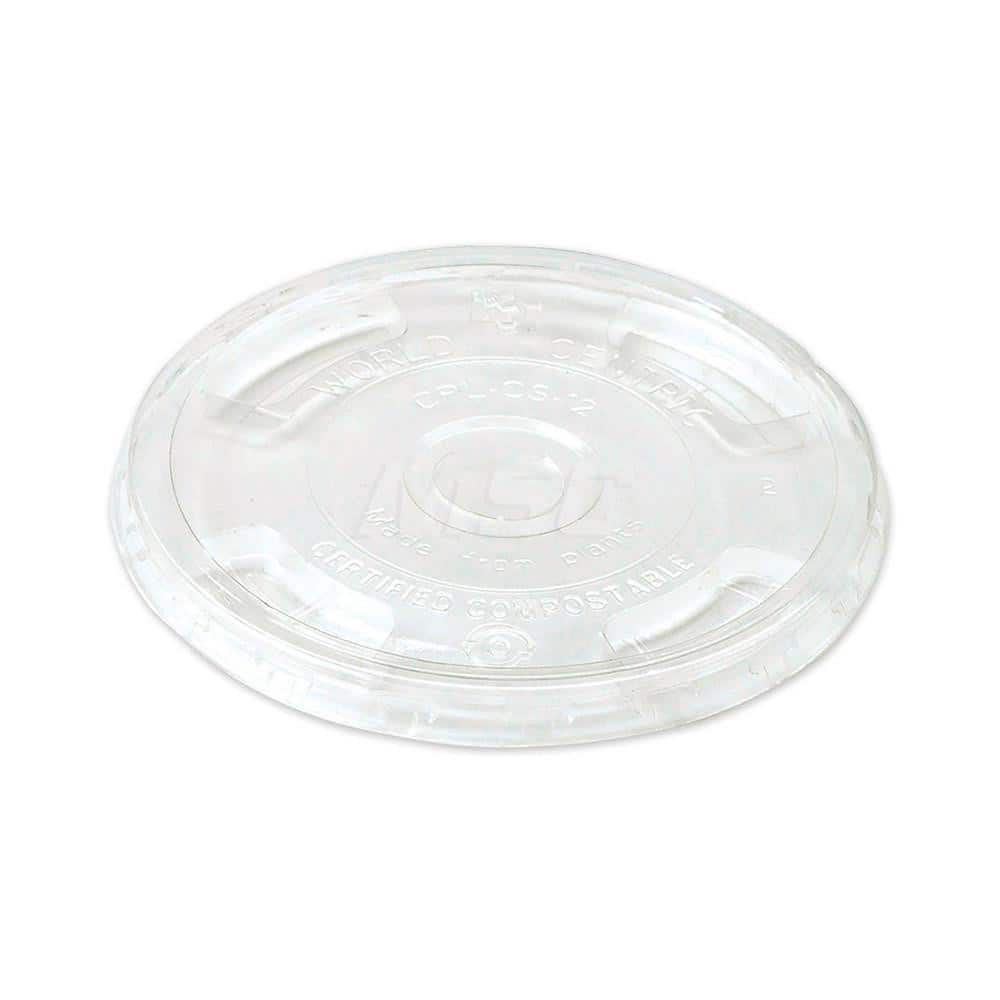 Cup Lid: Flat, PLA Compostable Plastic, Clear MPN:WORCPLCS12