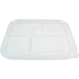 World Centric® PLA Lids for Fiber Bento Box Containers Five Compartments 12.1 x 9.8 x 0.8 TRLCSBB