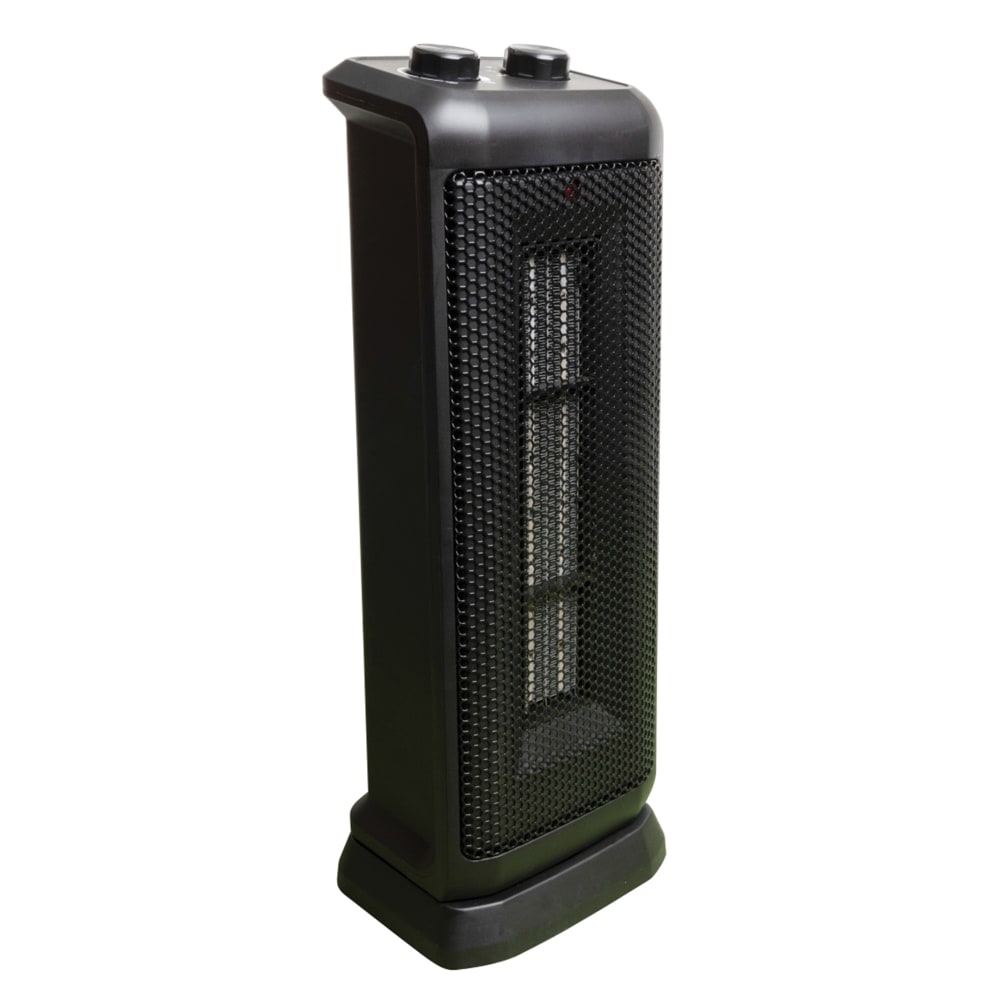 Comfort Glow 1500W Oscillating Ceramic Fan Tower Heater With Thermostat, 5-9/16in x 17-3/4in, Black MPN:CEH625