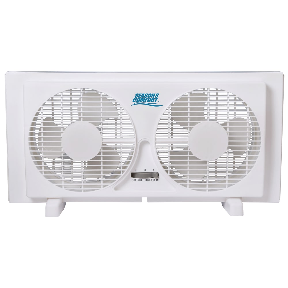 Seasons Comfort 2-Speed Reversible Twin Window Fan, 13inH x 4-15/16inW x 22-1/2inD, White MPN:FWT9