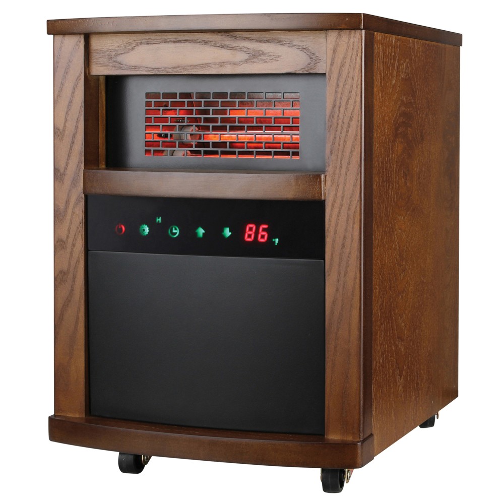 Comfort Glow QEH1408 1, 500-Watt-Max Infrared Cabinet Heater With Thermostat And Remote, 15-1/2inH x 12inW x 10-13/16inD, Brown MPN:QEH1408