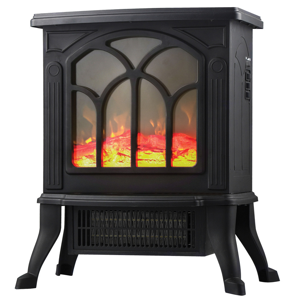 Comfort Glow The Sanford 1, 500-Watt Freestanding Electric Stove With Real Flame Look, 15-3/8in x 9-3/8in, Matte Black MPN:ES4195