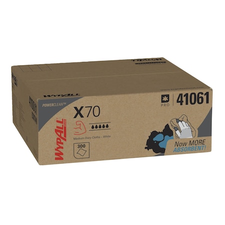 WypAll PowerClean X70 Medium Duty Cloths (41061), Flat Sheet Box, Long Lasting Towels, White MPN:41061