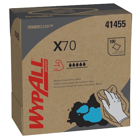 WypAll X70 Extended Use Reusable Cloths 41455, POP-UP Box, White, 96 sheets/Pck MPN:41455