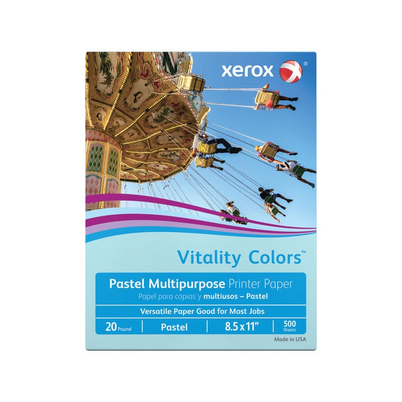 Xerox Vitality Colors Color Multi-Use Printer & Copy Paper, Blue, Letter (8.5in x 11in), 500 Sheets Per Ream, 20 Lb, 30% Recycled (Min Order Qty 8) MPN:3R05856
